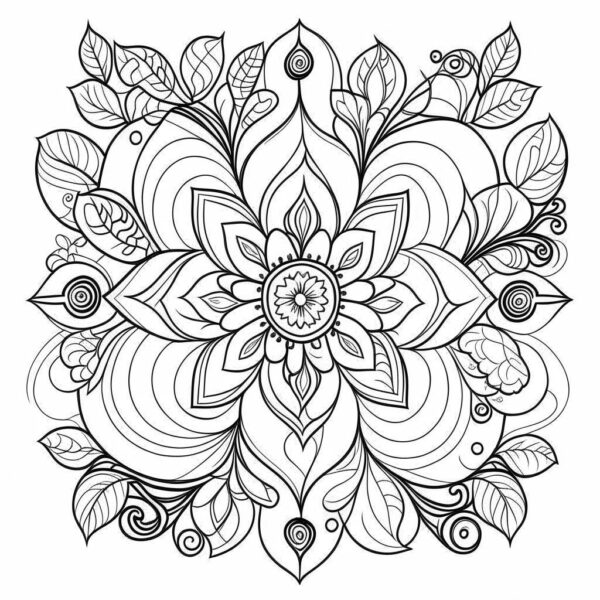 48 Flower Mandala Coloring Pages for Adults: Relax and Unwind with ...