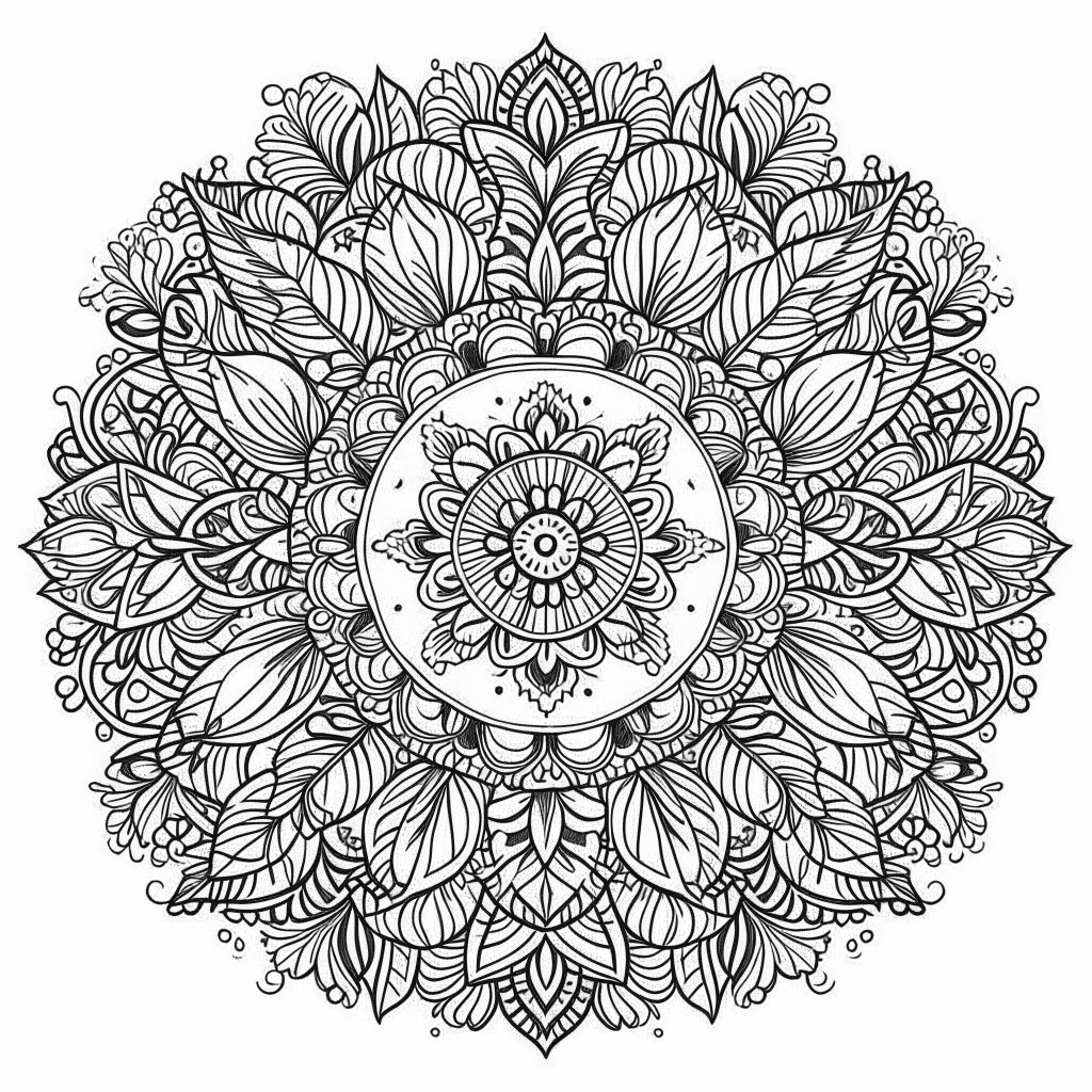 Flower Mandala Leaves Coloring Pages