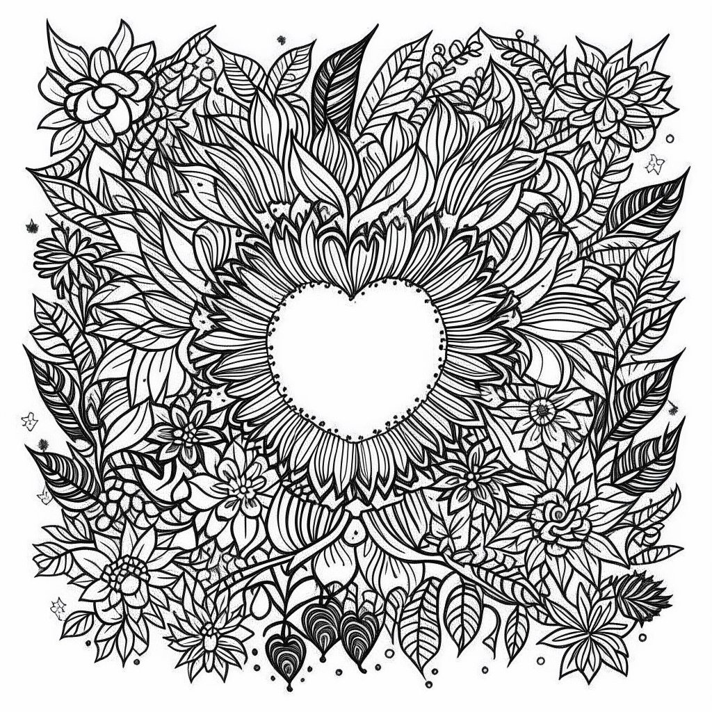 Heart Shape Flower Mandala Coloring Pages