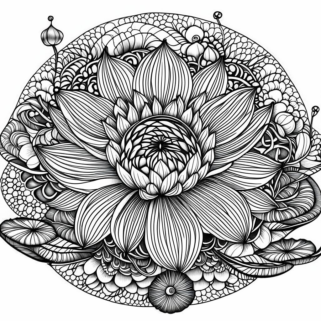 Lotus Flower Mandala Coloring Pages (1)