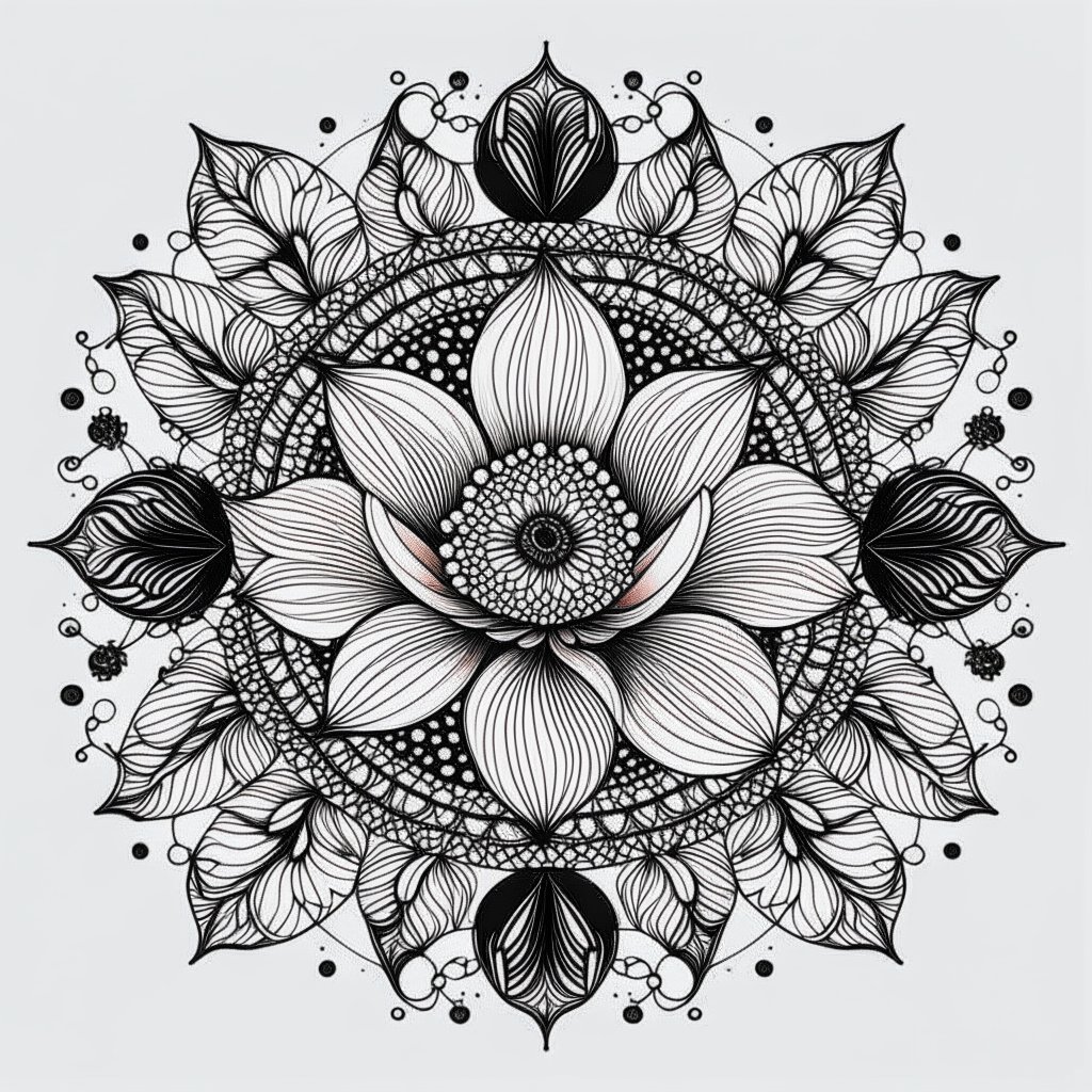 Lotus Flower Mandala Coloring Pages for adults