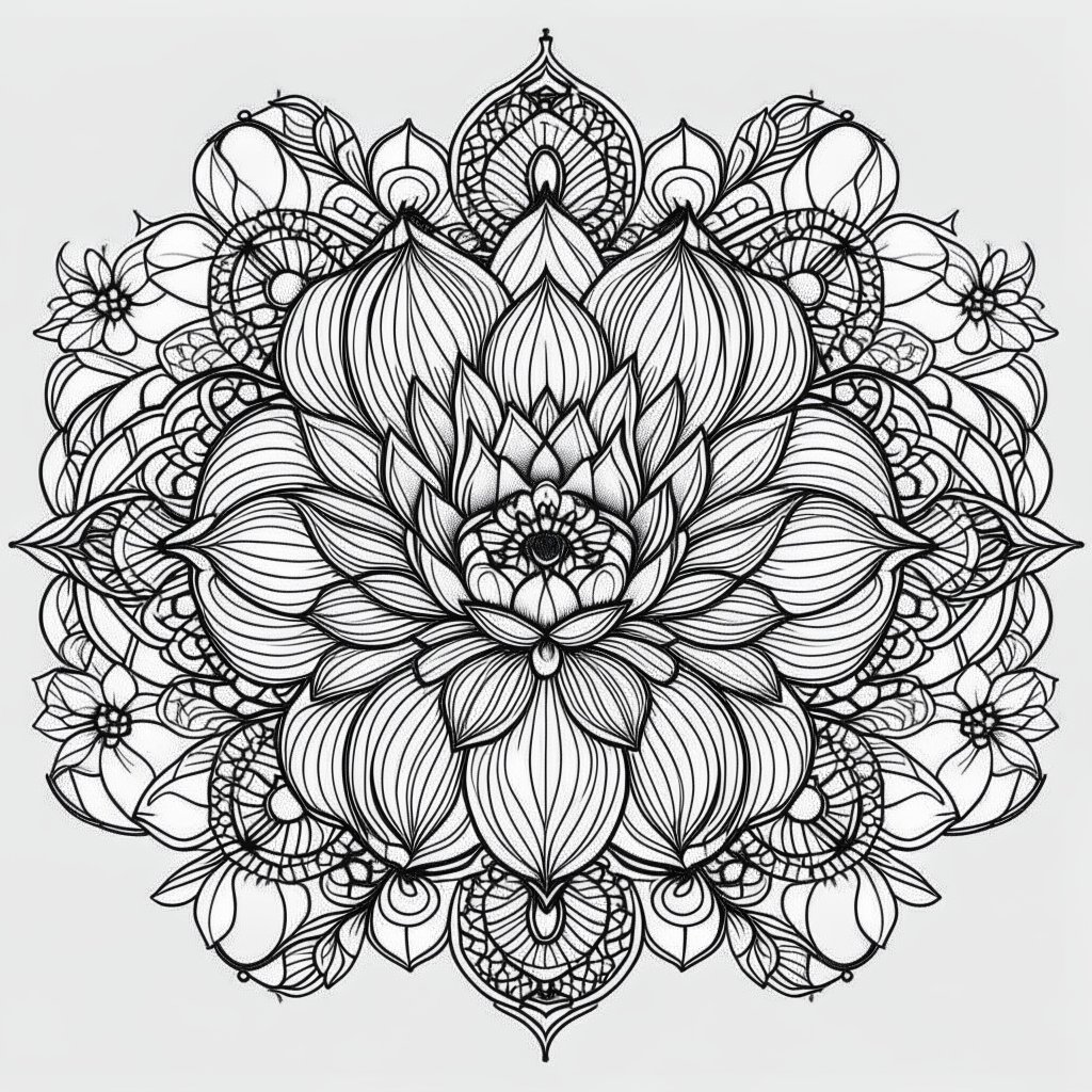 Lotus Flower Mandala Coloring Pages for kids