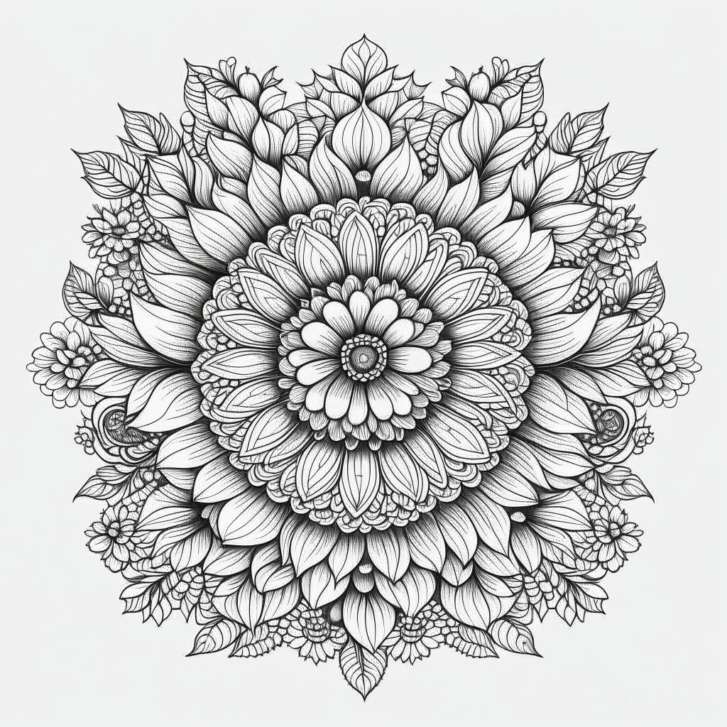 Secret Garden Flower Mandala Coloring Pages for Adults (2)