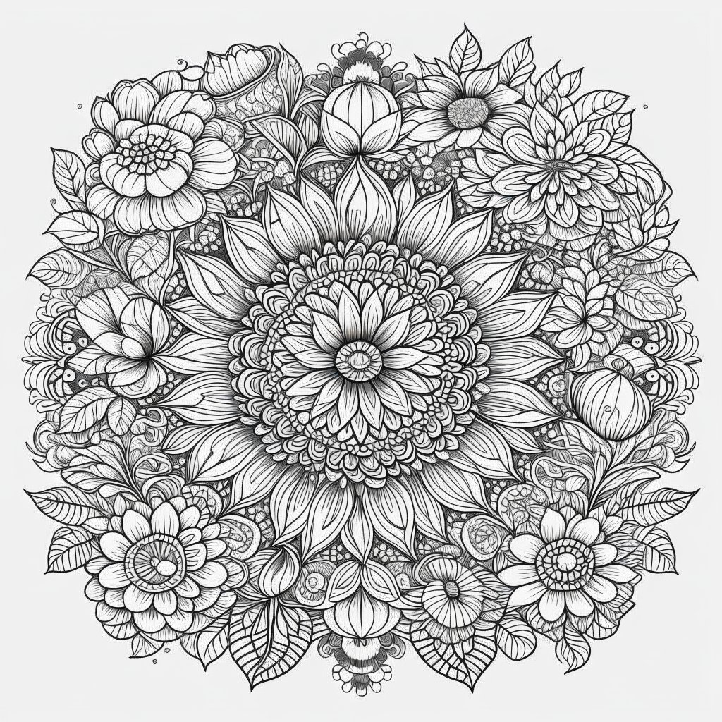 Secret Garden Flower Mandala Coloring Pages for Adults and Kids