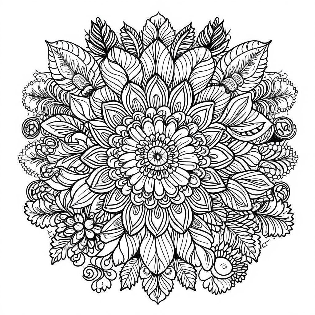 flower mandala coloring pages zentangle 1