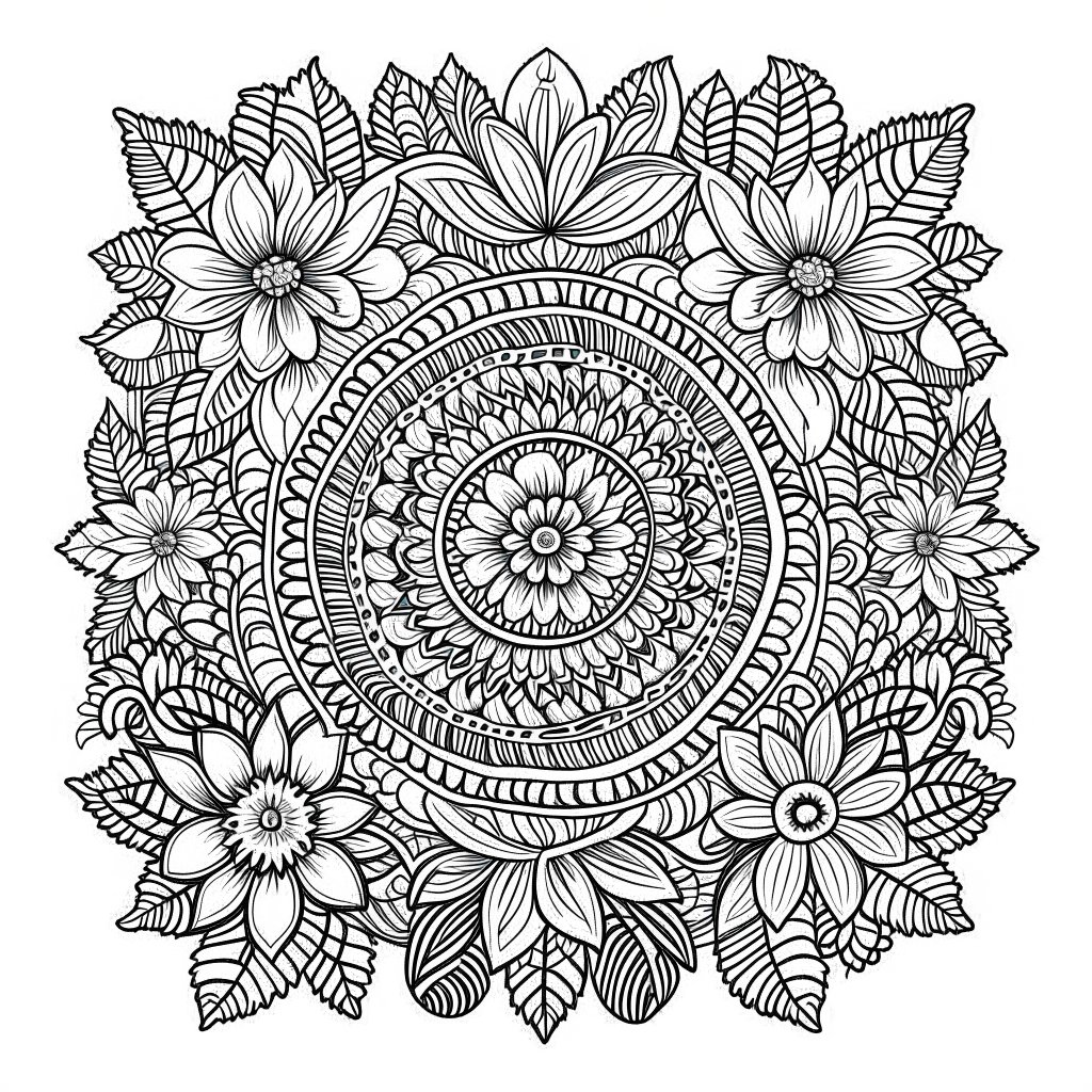 flower mandala coloring pages zentangle for adults, kids