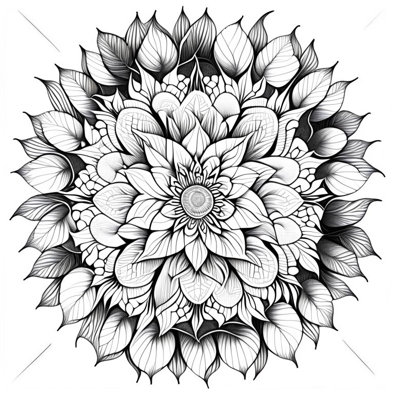 mandala flower drawing simple coloring pages