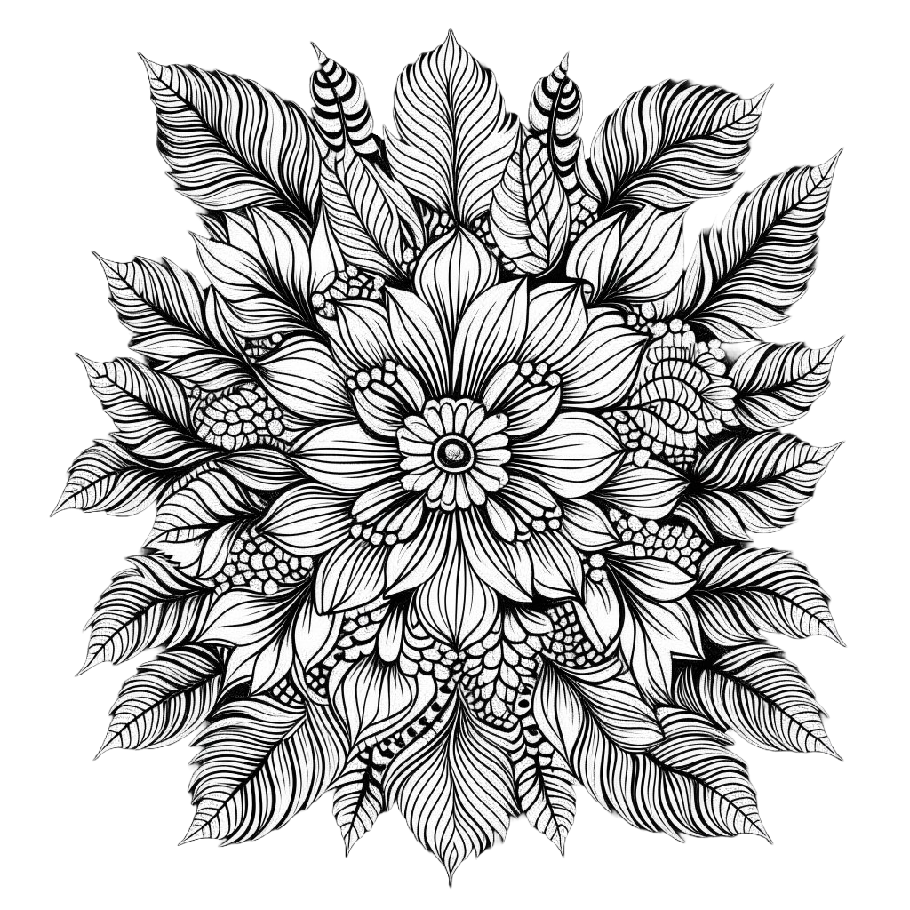 Easy Flower Mandala Coloring Pages for adults