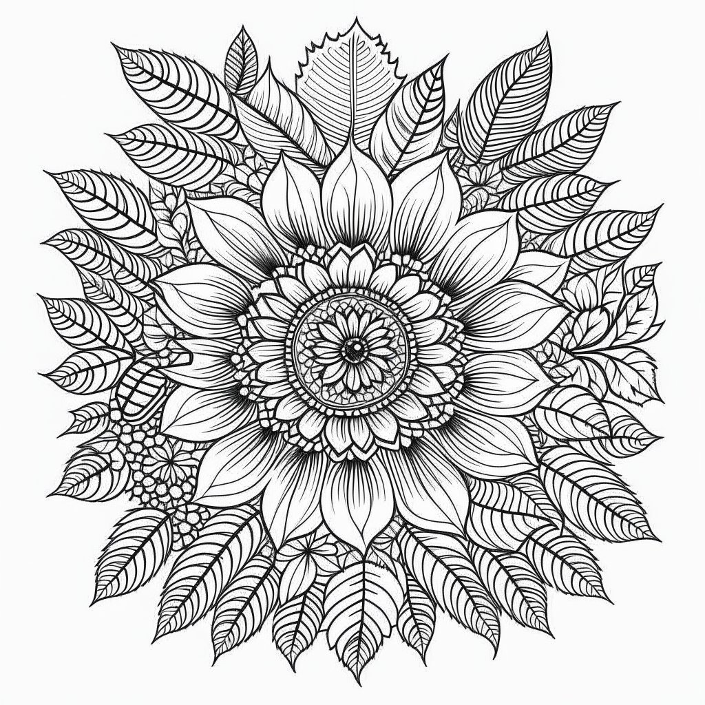 Easy Flower Mandala Coloring Pages for adults and kids