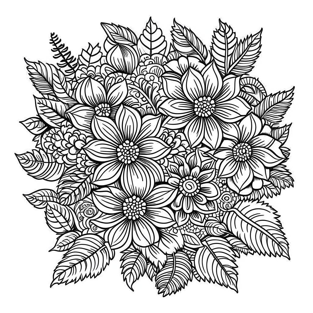 Easy Flower Mandala Coloring Pages, adults, kids pdf